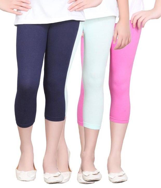     			Sini Mini Pack of 3 Girls Cotton Capris ( Multi )