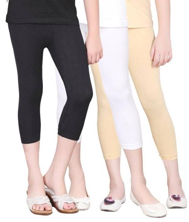     			Sini Mini Pack of 3 Girls Cotton Capris ( Multi )