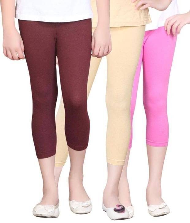     			Sini Mini Pack of 3 Girls Cotton Capris ( Multi )