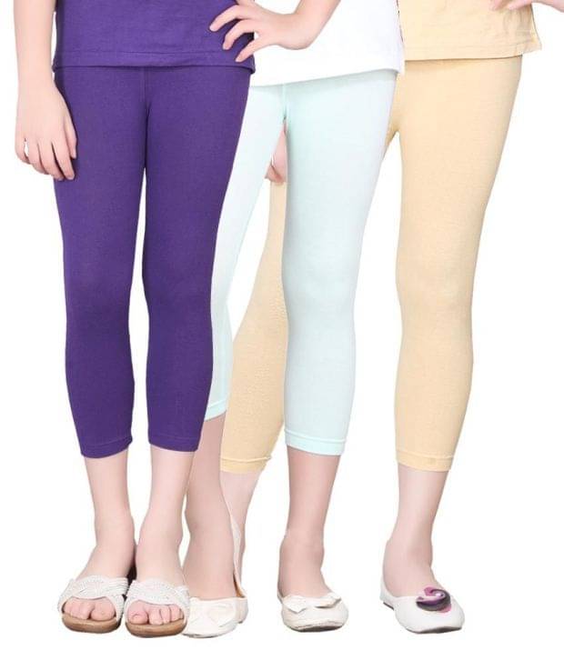     			Sini Mini Pack of 3 Girls Cotton Capris ( Multi )