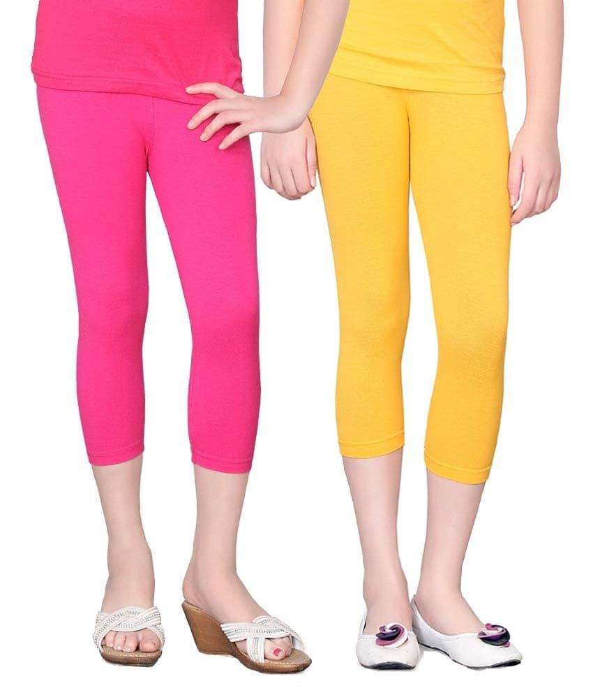     			Sini Mini Pack of 2 Girls Cotton Capris ( Multicolor )