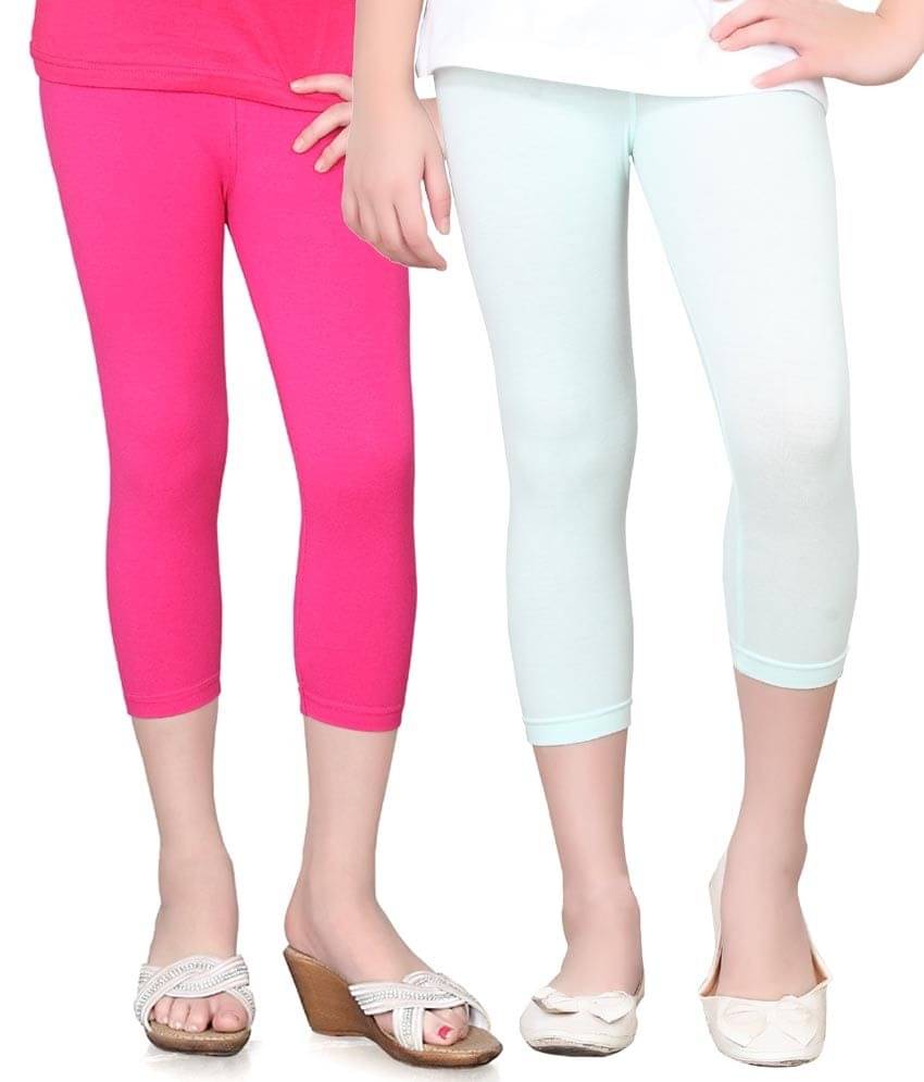     			Sini Mini Pack of 2 Girls Cotton Capris ( Multicolor )