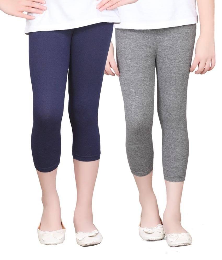     			Sini Mini Pack of 2 Girls Cotton Capris ( Multicolor )