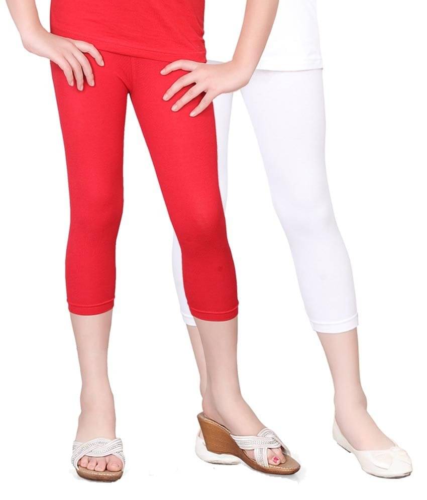     			Sini Mini Pack of 2 Girls Cotton Capris ( Multicolor )