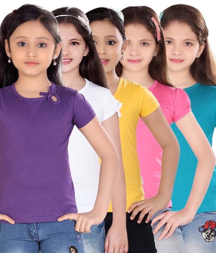     			Sini Mini Pack of 5 Girls 100% Cotton Combos ( Blue )
