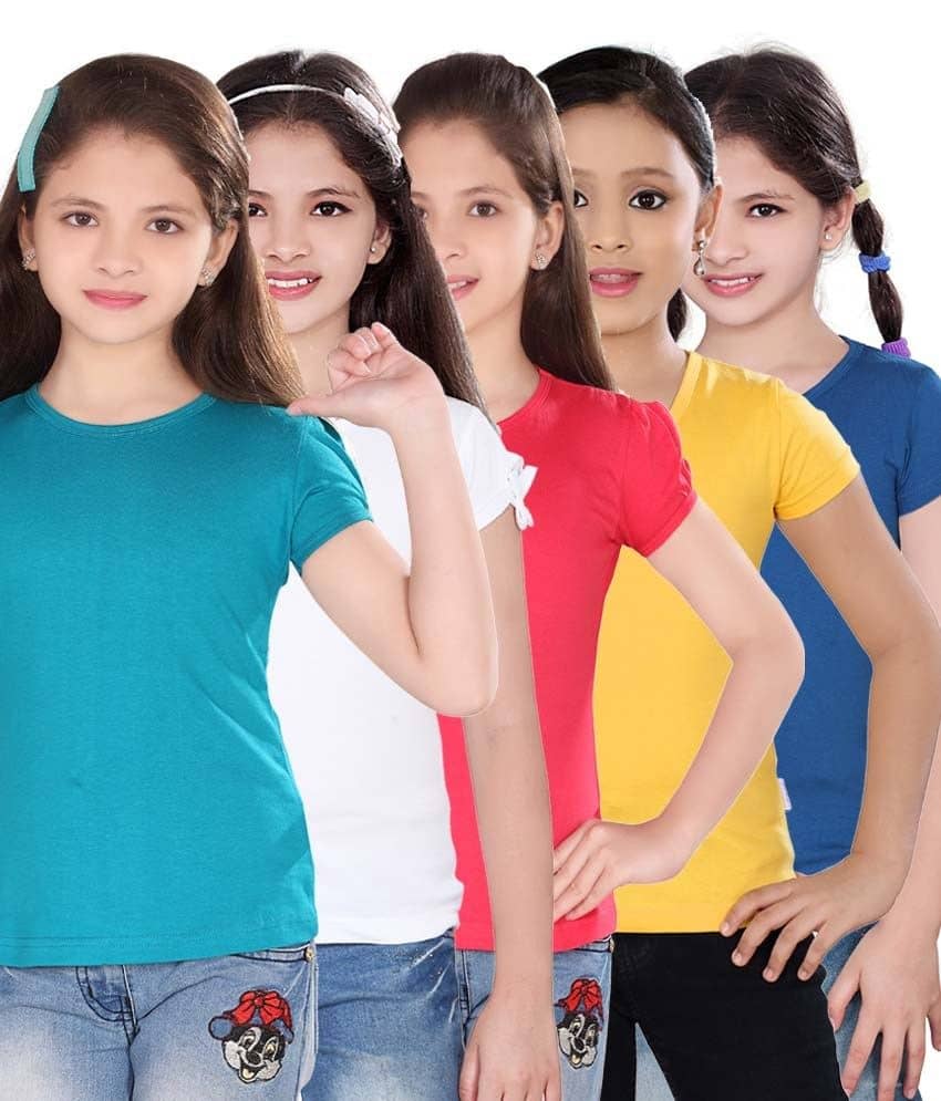 Sini Mini Pack of 5 Girls 100% Cotton Combos ( Blue )