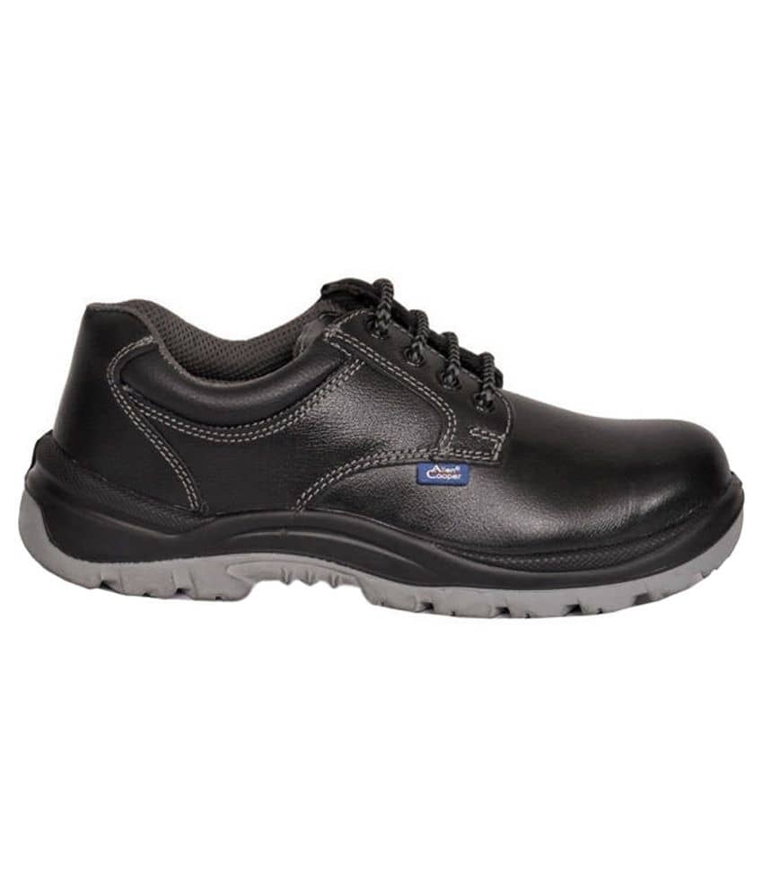 Allen Cooper Black Leather Safety Shoes