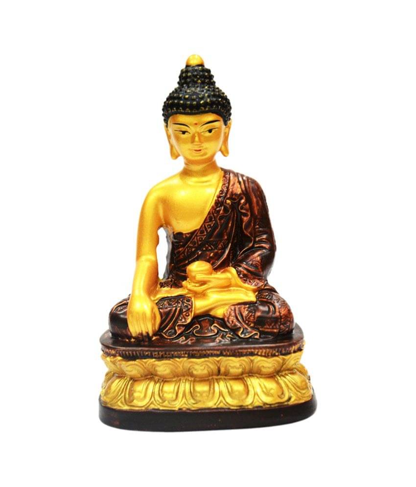     			Anjalika Brown Resin Gautam Buddha with Dorji