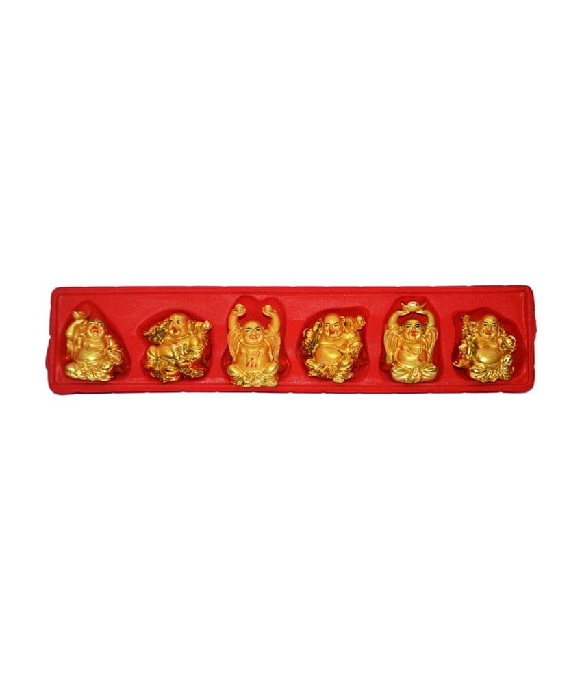     			Anjalika Golden Resin Laughing Buddha - Piece of 6