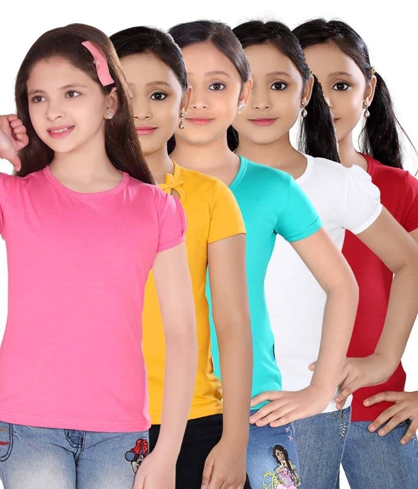     			Sini Mini Pack of 5 Girls 100% Cotton Combos ( Blue )
