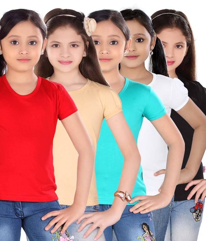    			Sini Mini Pack of 5 Girls 100% Cotton Combos ( Blue )
