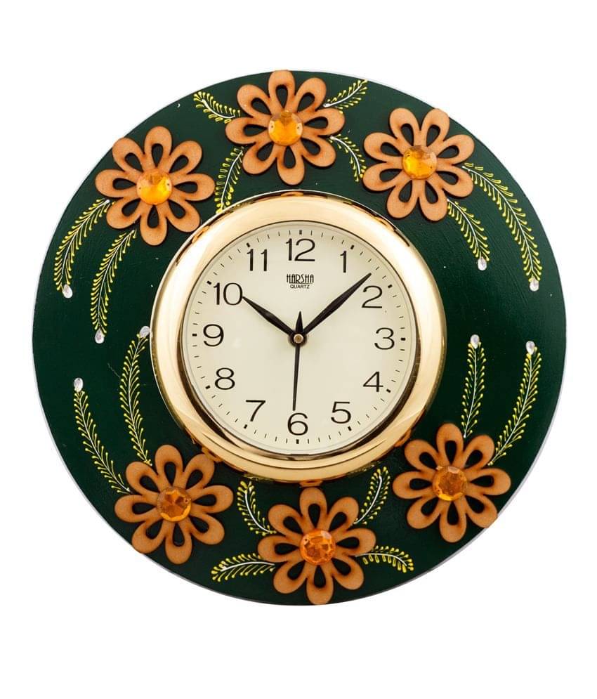     			eCraftIndia Decorative Fine Crafted Papier-Mache Wooden Wall Clock