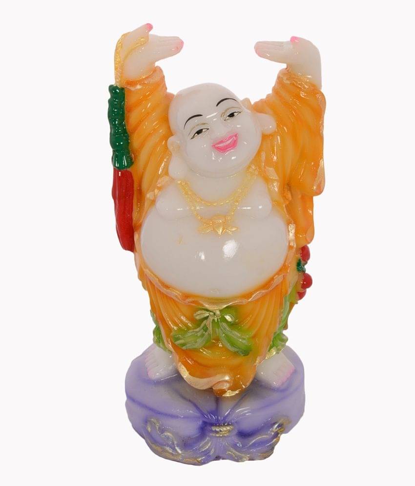     			eCraftIndia Feng Shui Standing Laughing Buddha Statue With Both Hands Raised Pose