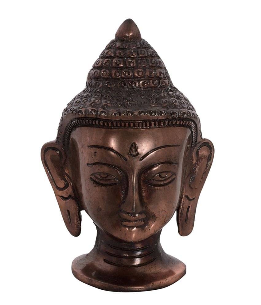     			eCraftIndia Brown Meditating Buddha Head Showpiece