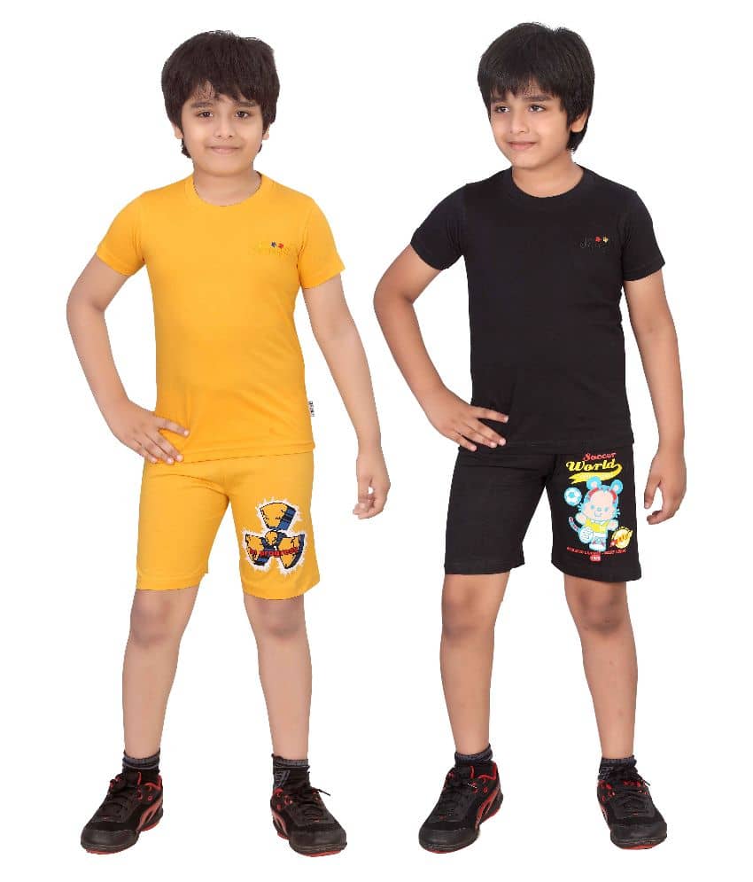 Dongli Pack of 2 Boys Cotton T-Shirt & Shorts Set ( Multicolor )