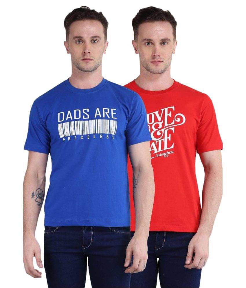 British Terminal Pack of 2 100 Percent Cotton Slim Fit Men's T-Shirt ( Multi ) British Terminal Pack of 2 100 Percent Cotton Slim Fit Men's T-Shirt ( Multi )