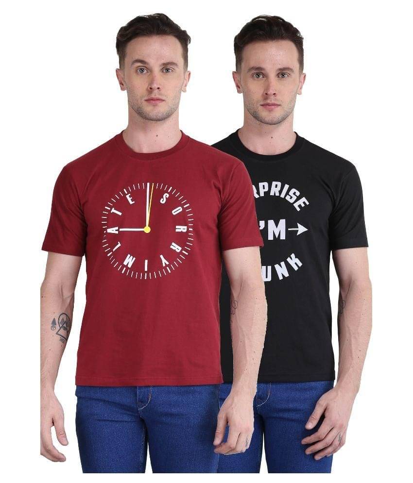 British Terminal Pack of 2 100 Percent Cotton Slim Fit Men's T-Shirt ( Multi ) British Terminal Pack of 2 100 Percent Cotton Slim Fit Men's T-Shirt ( Multi )