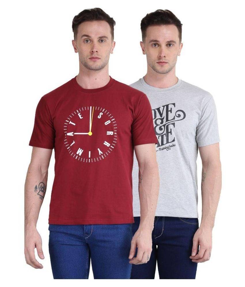 British Terminal Pack of 2 100 Percent Cotton Slim Fit Men's T-Shirt ( Multi ) British Terminal Pack of 2 100 Percent Cotton Slim Fit Men's T-Shirt ( Multi )