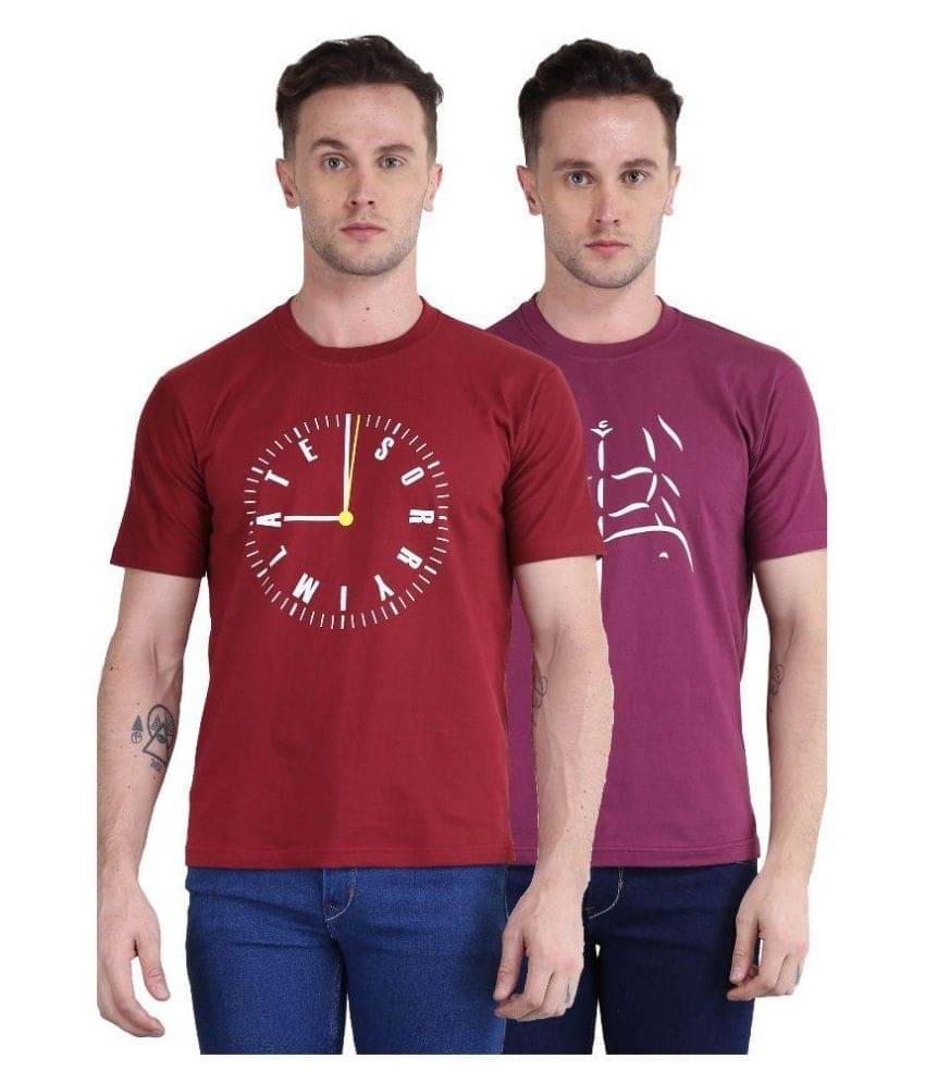 British Terminal Pack of 2 100 Percent Cotton Slim Fit Men's T-Shirt ( Multi ) British Terminal Pack of 2 100 Percent Cotton Slim Fit Men's T-Shirt ( Multi )