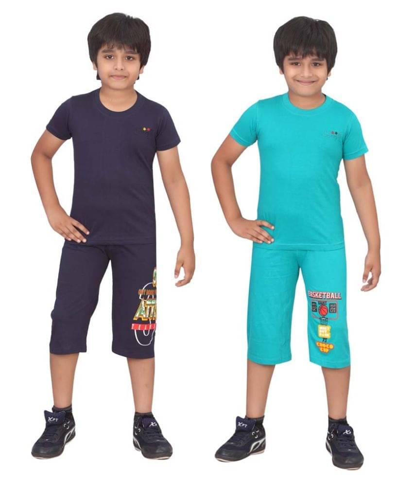    			Dongli Pack of 2 Boys Cotton Shirt & Pants Set ( Multi )