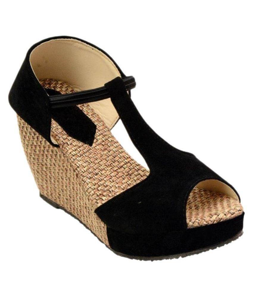     			Shoe Lab Black Wedges Heels