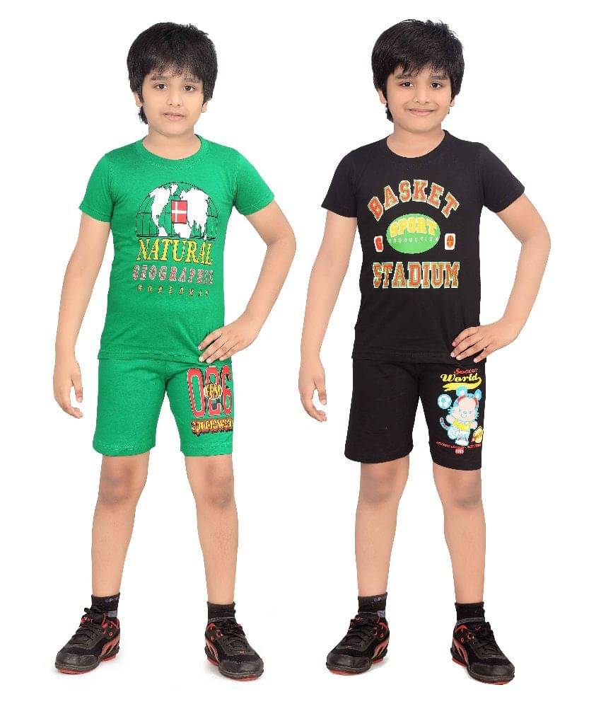     			Dongli Pack of 2 Boys Cotton T-Shirt & Shorts Set ( Multicolor )