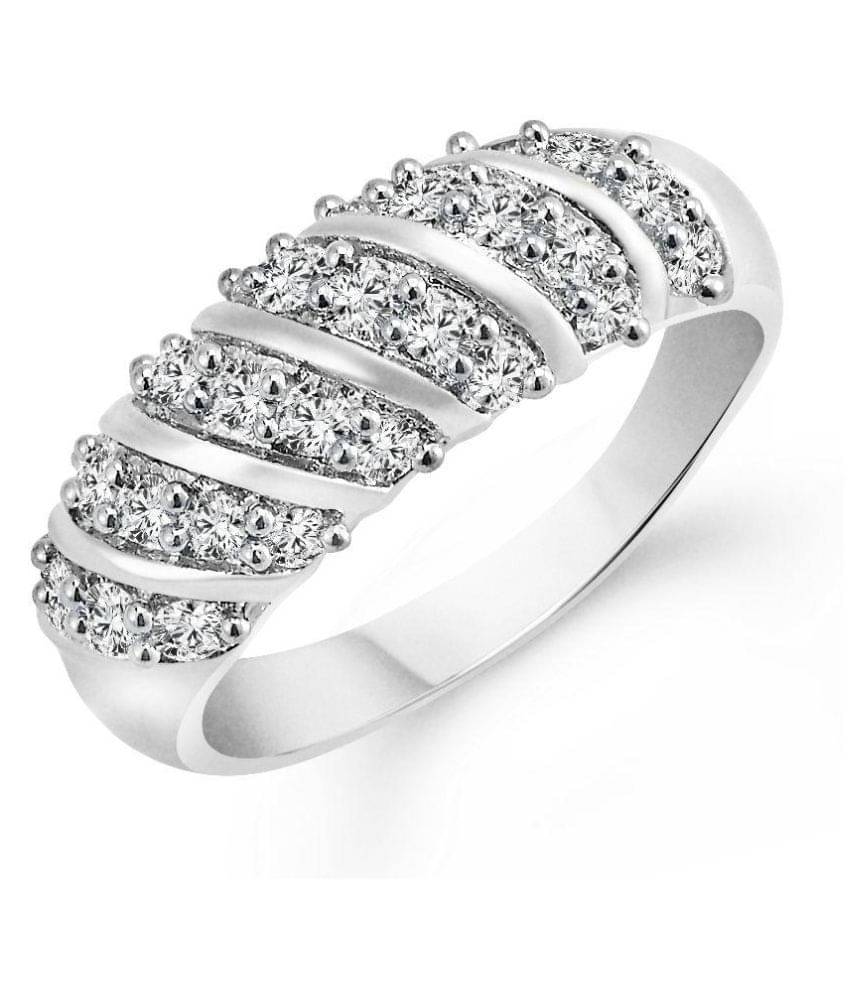 Vighnaharta Alloy Silver Plating Cubiz Zirconia Studded Silver Coloured Ring Vighnaharta Alloy Silver Plating Cubiz Zirconia Studded Silver Coloured Ring