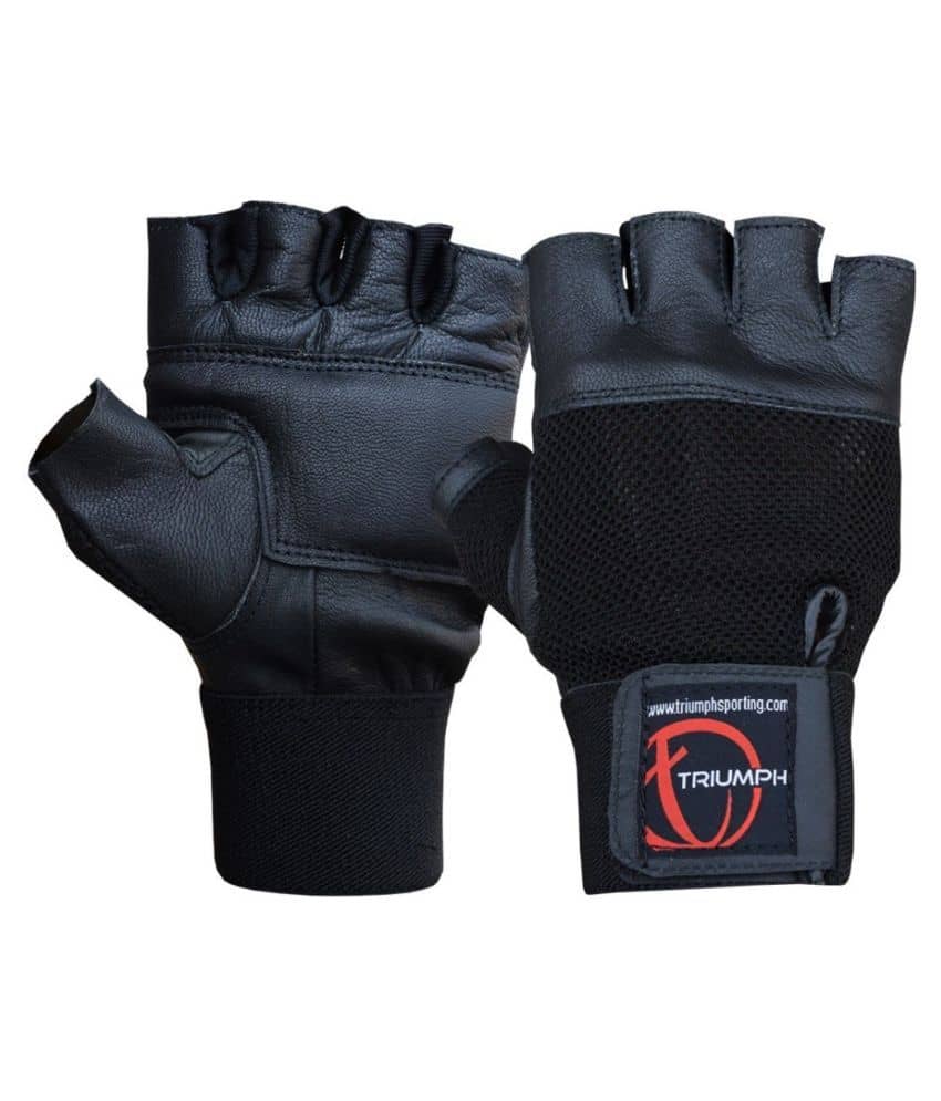Triumph Power Leather Black Gym Gloves - Sports and Fitness Equipment | Buy online on ZillyBuy