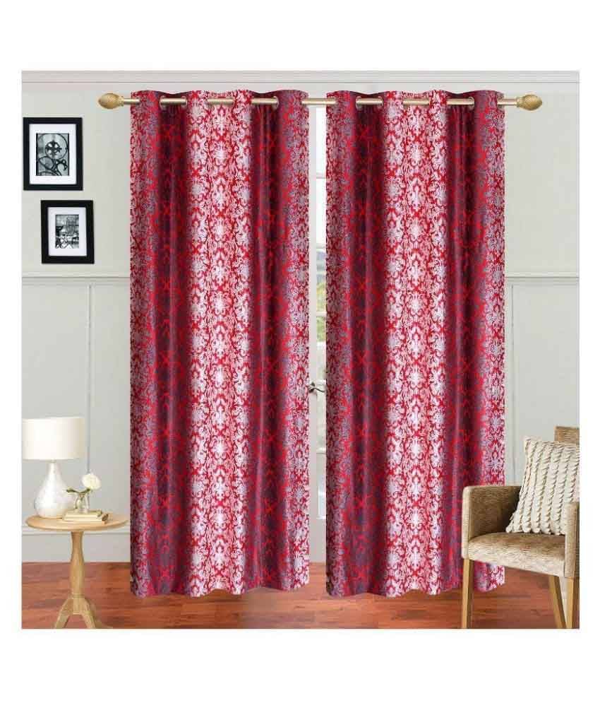     			Tanishka Fabs Floral Semi-Transparent Eyelet Window Curtain 5 ft Pack of 2 -Multi Color