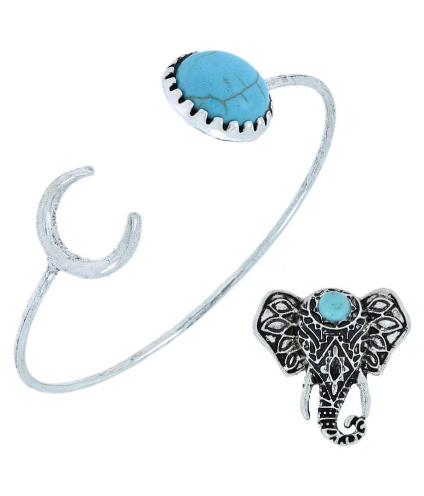 The Jewelbox Silver Bracelet with Ring The Jewelbox Silver Bracelet with Ring