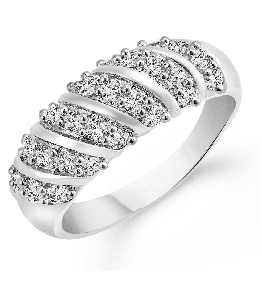 Vighnaharta Alloy Silver Plating Cubiz Zirconia Studded Silver Coloured Ring Vighnaharta Alloy Silver Plating Cubiz Zirconia Studded Silver Coloured Ring