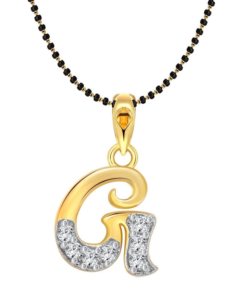     			Vighnaharta  Alloy 24 kt Gold Plating Cubiz Zirconia Studded Gold Coloured Mangalsutra