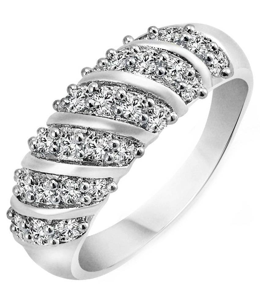 Vighnaharta Alloy Silver Plating Cubiz Zirconia Studded Silver Coloured Ring Vighnaharta Alloy Silver Plating Cubiz Zirconia Studded Silver Coloured Ring