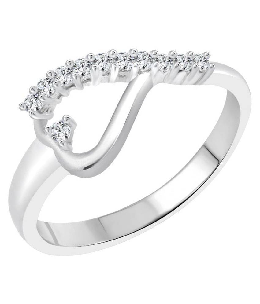     			Vighnaharta Alloy Silver Plating Cubiz Zirconia Studded Silver Coloured Ring