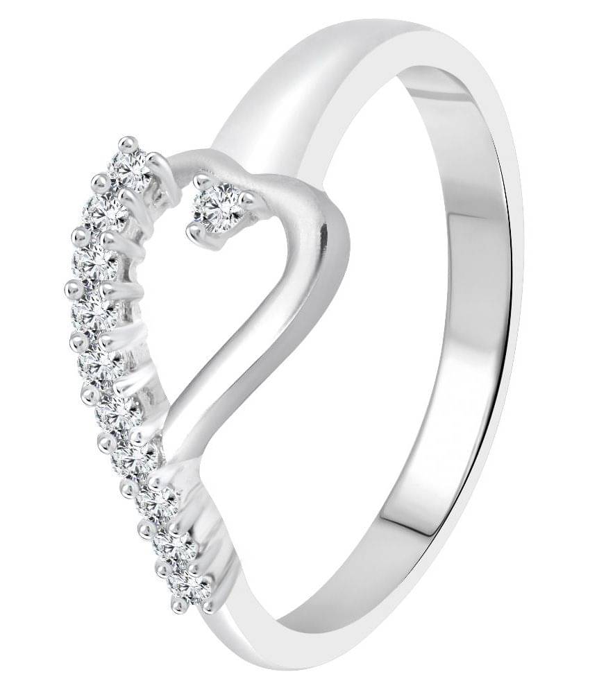     			Vighnaharta Alloy Silver Plating Cubiz Zirconia Studded Silver Coloured Ring