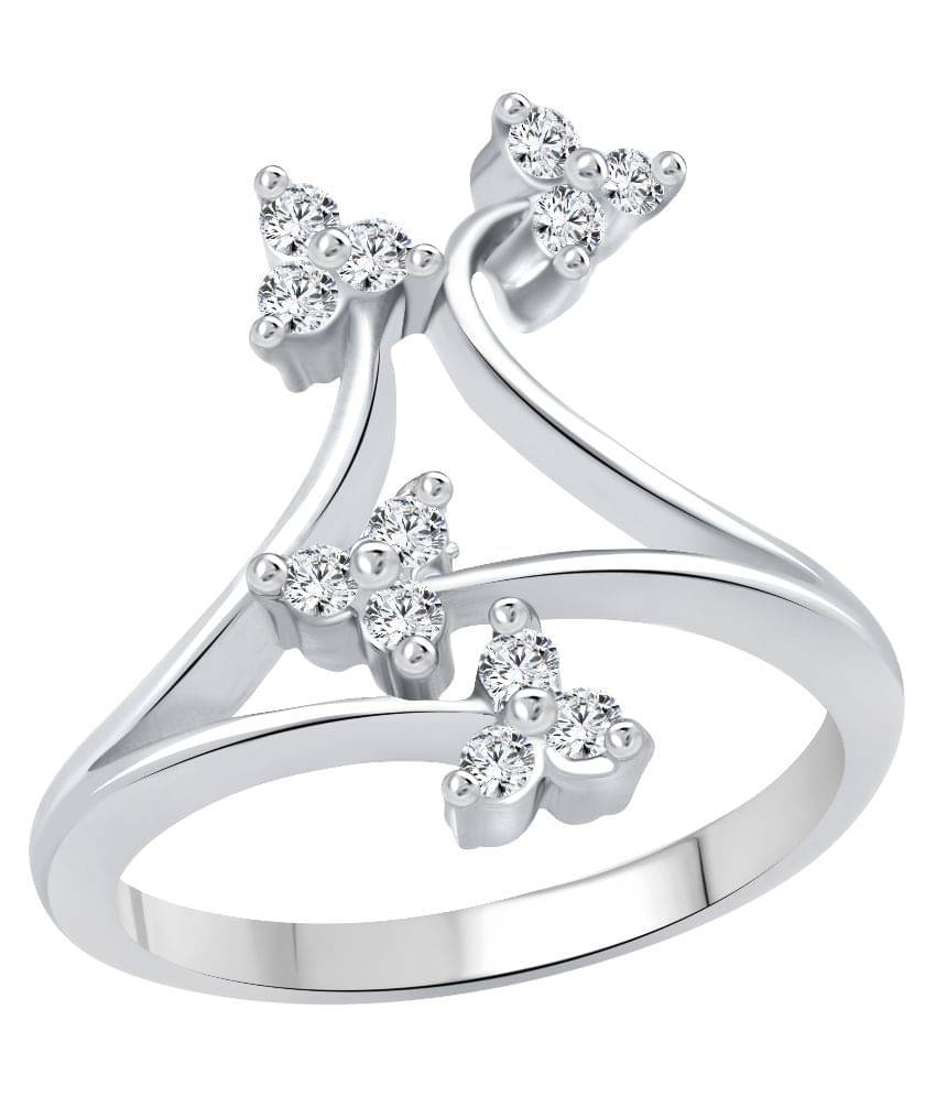     			Vighnaharta Alloy Silver Plating Studded Silver Coloured Ring