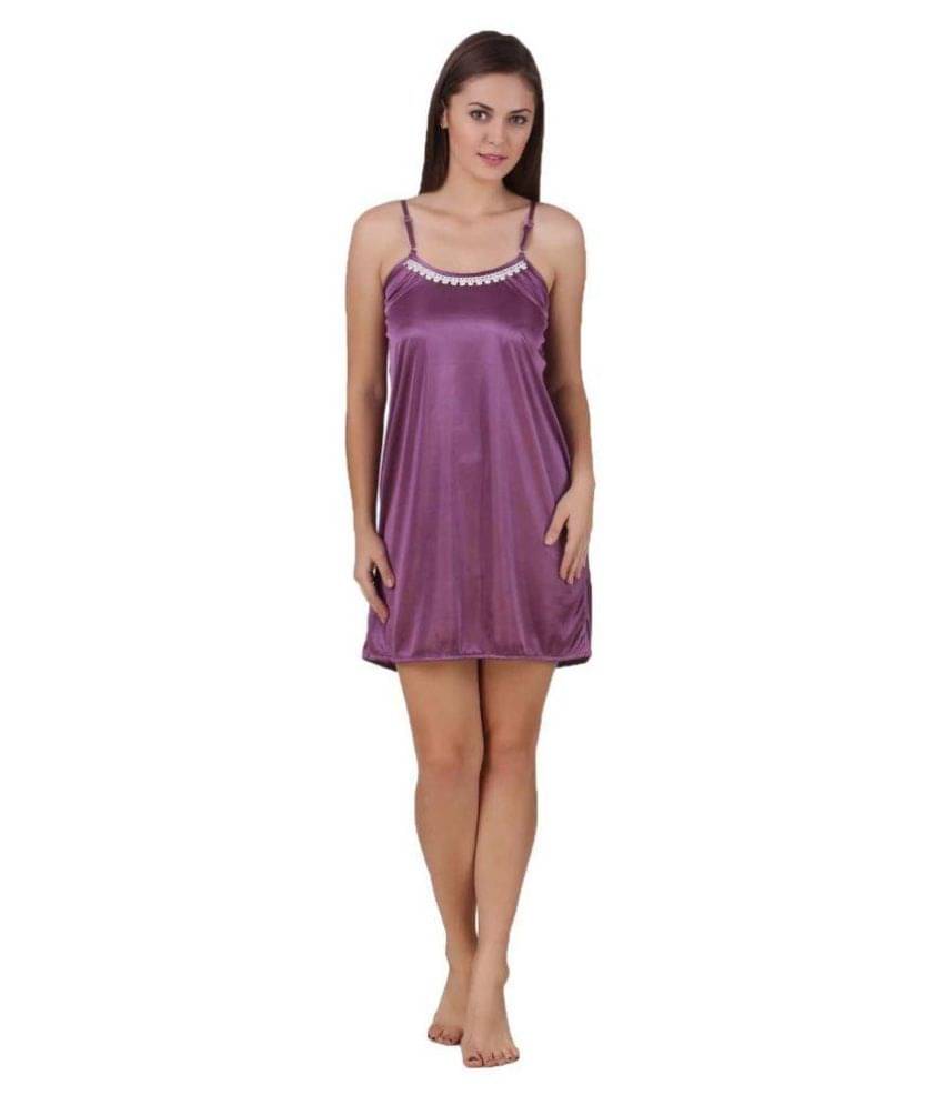    			You Forever Purple Satin Nighty & Night Gowns