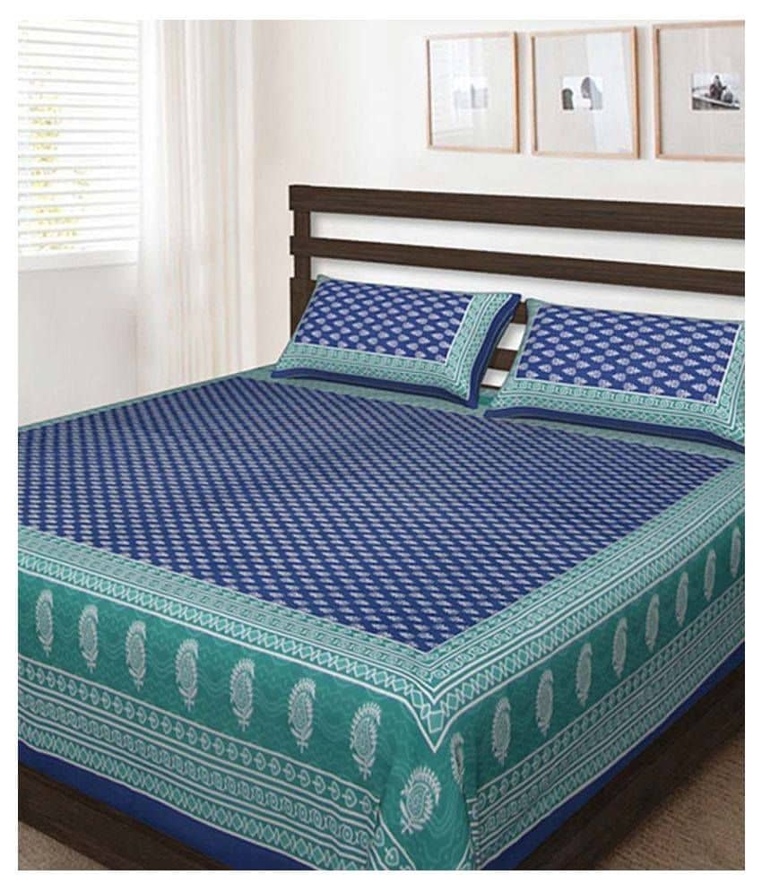 Bombay Spreads Cotton King Bedsheet ( Blue )