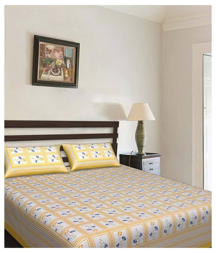     			UniqChoice King Cotton Text Print Bed Sheet