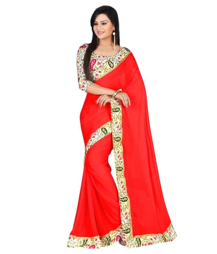 AV FASHION Bhagalpuri Silk Saree With Unstitched Blouse Piece ( Red )     			AV FASHION Bhagalpuri Silk Saree With Unstitched Blouse Piece ( Red )
