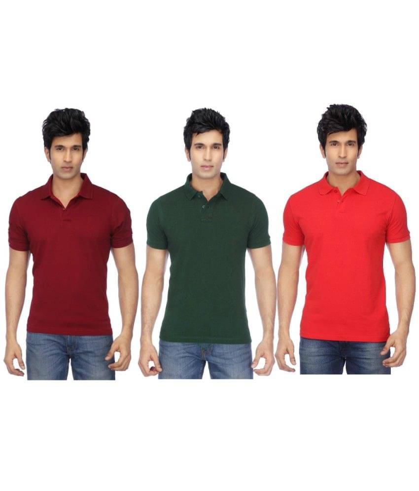 Concepts Multicolor Half Sleeves Basics Polo T-Shirts - Pack of 3 Concepts Multicolor Half Sleeves Basics Polo T-Shirts - Pack of 3