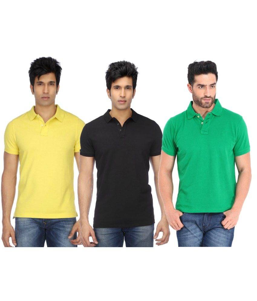 Concepts Multicolor Half Sleeves Basics Polo T-Shirts - Pack of 3 Concepts Multicolor Half Sleeves Basics Polo T-Shirts - Pack of 3