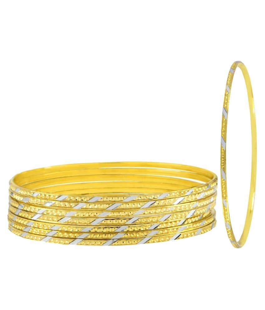 The Jewelbox Golden Bangle - Set of 8 - Bangles & Bracelets | Buy online on ZillyBuy
