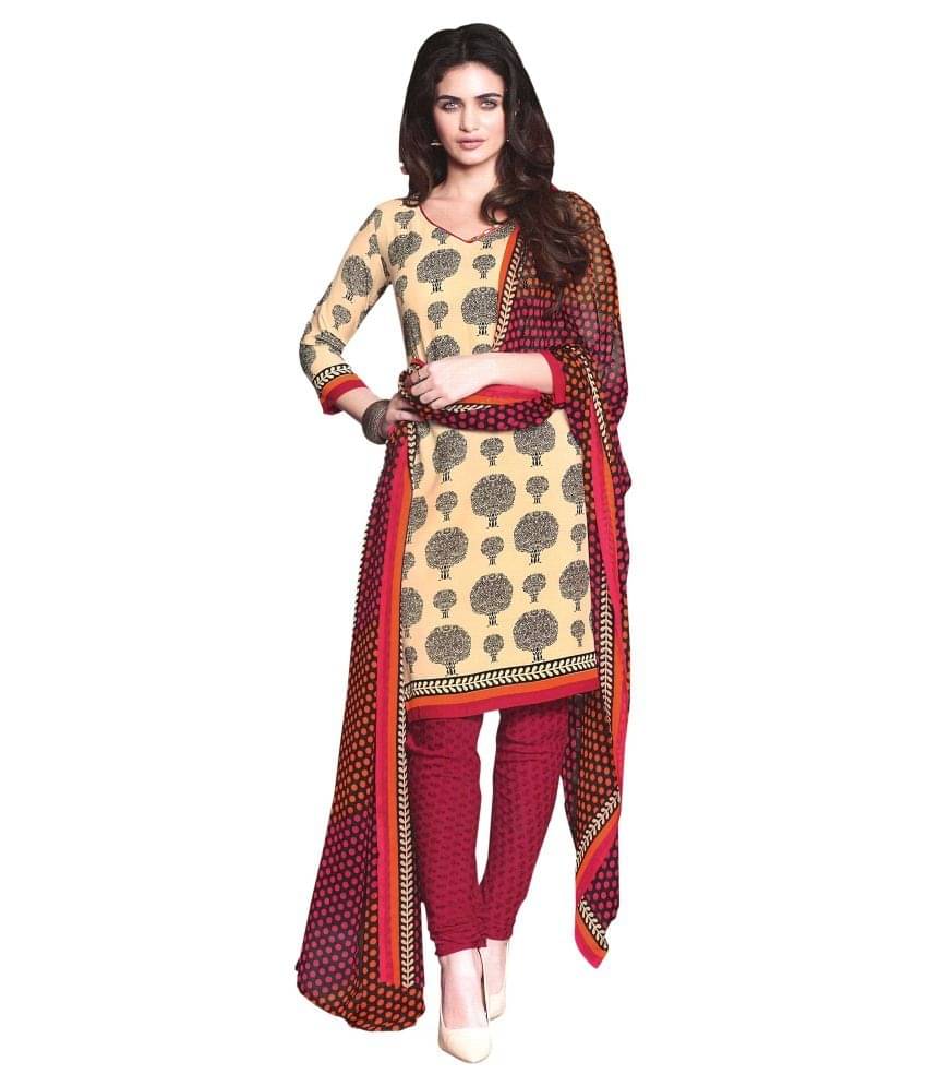Reya Brown and Beige Crepe Dress Material Reya Brown and Beige Crepe Dress Material