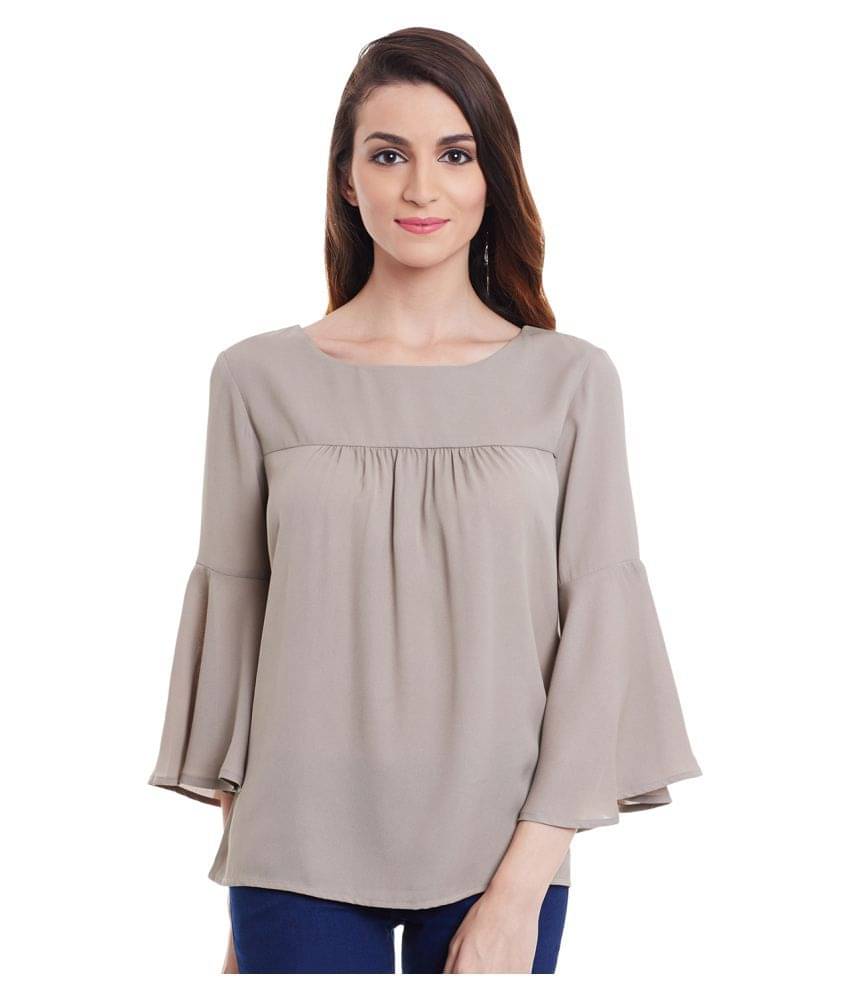 Purys Women's Polyester Regular Top ( Grey ) Purys Women's Polyester Regular Top ( Grey )