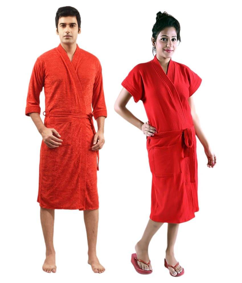     			Feelblue Buy 1 Get 1 Free Size Bathrobe Red