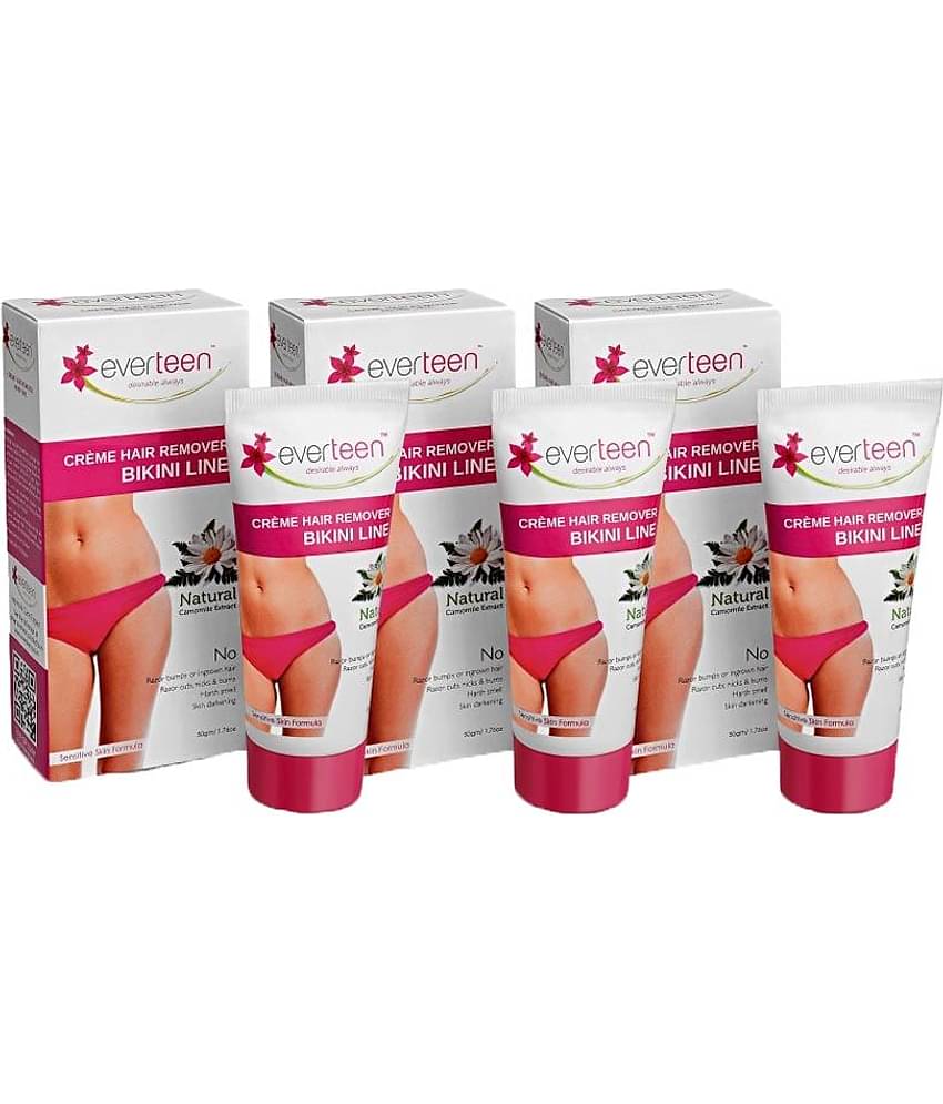 everteen Bikini Line Hair Remover Creme - Natural for Women - 3 Packs (50g Each)