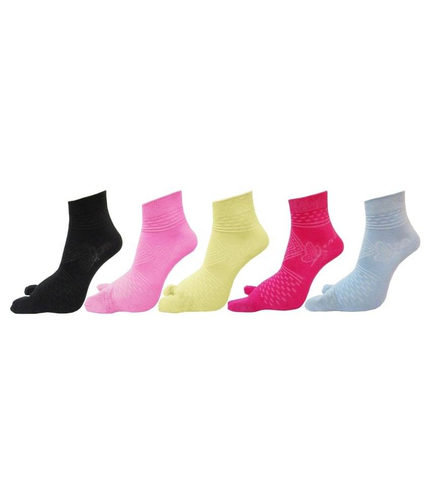 Rc. Royal Self Design Cotton Ankle Thumb Socks For Women In Assorted Colors (Pack of 5) Rc. Royal Self Design Cotton Ankle Thumb Socks For Women In Assorted Colors (Pack of 5)