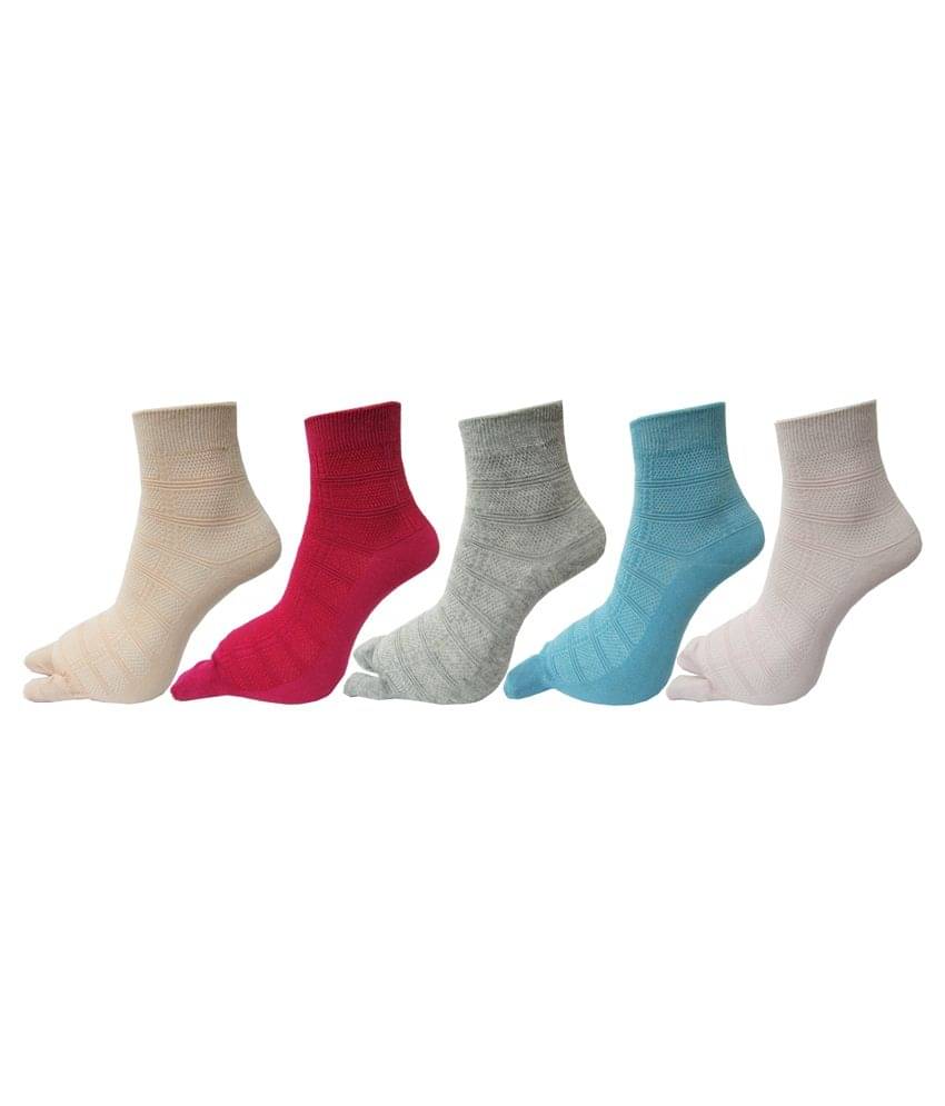Rc. Royal Self Design Cotton Ankle Thumb Women's Winter Socks In Assorted Colors (Pack of 5) Rc. Royal Self Design Cotton Ankle Thumb Women's Winter Socks In Assorted Colors (Pack of 5)