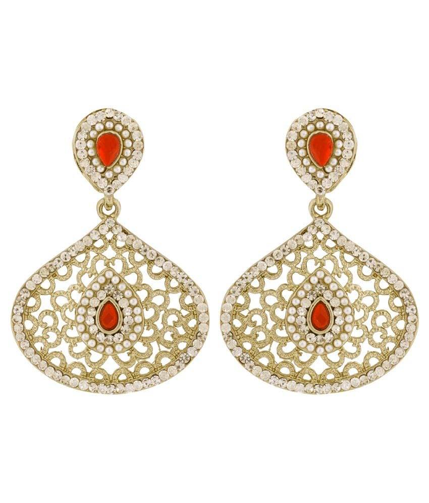 The Jewelbox Filigree Pear Red Antique Rhodium Dangling Earring The Jewelbox Filigree Pear Red Antique Rhodium Dangling Earring